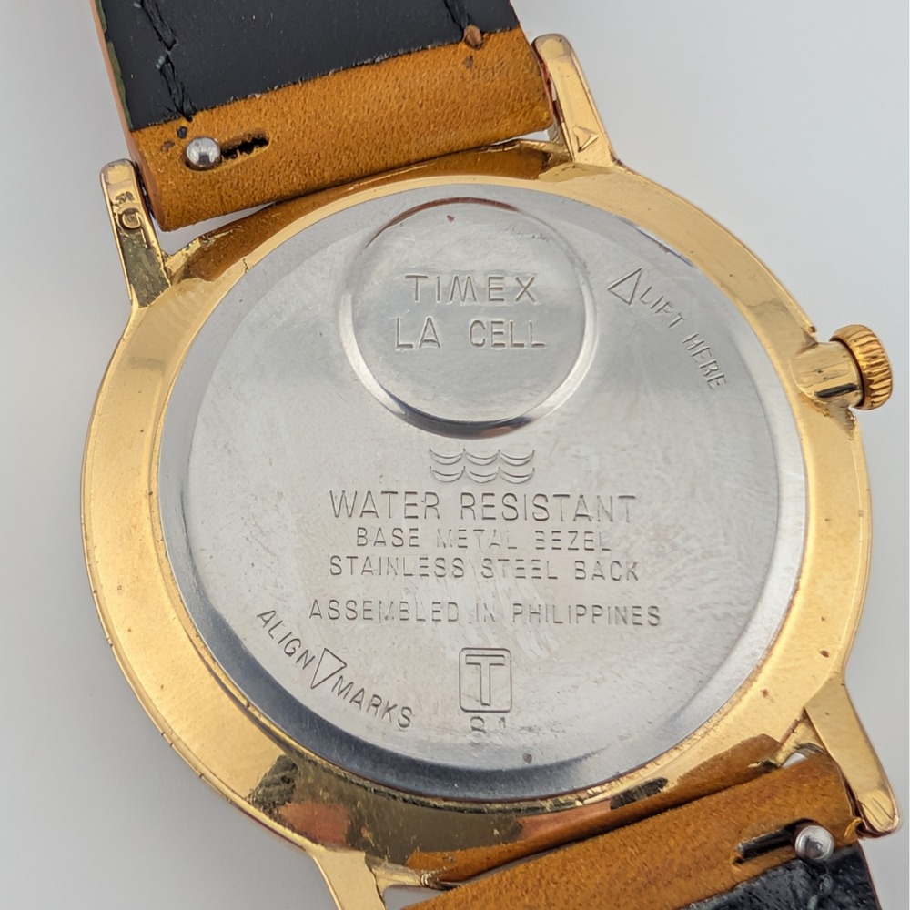 Timex Classic Minimalist White Dial Gold Tone Quartz Tan Leather Strap Watch - Picture 4 of 10